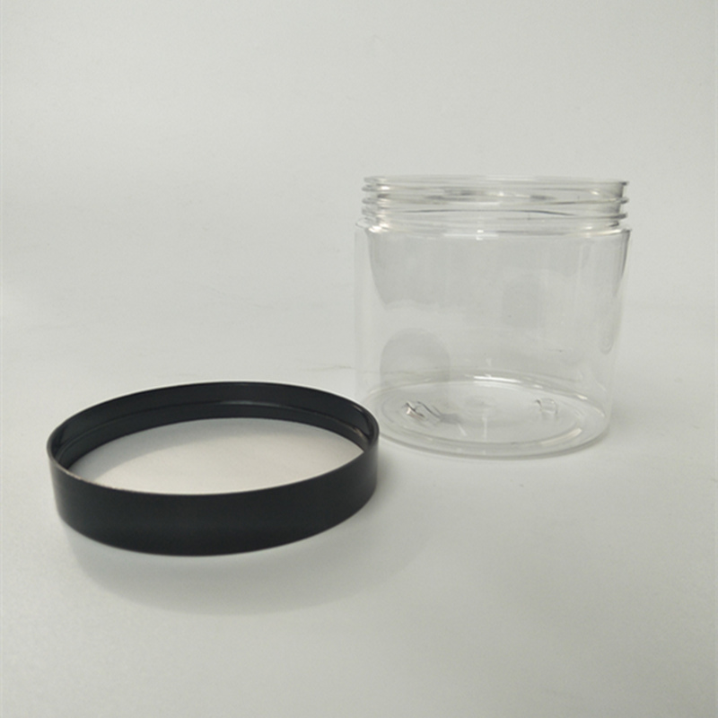 420ml 14oz Clear Plastic Jars with Black Lids Wholesale